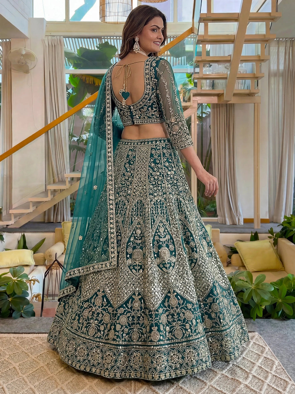 Sea Green Notable Sea Sequins Net Reception Wear Lehenga Choli