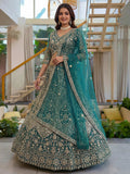 Sea Green Notable Sea Sequins Net Reception Wear Lehenga Choli