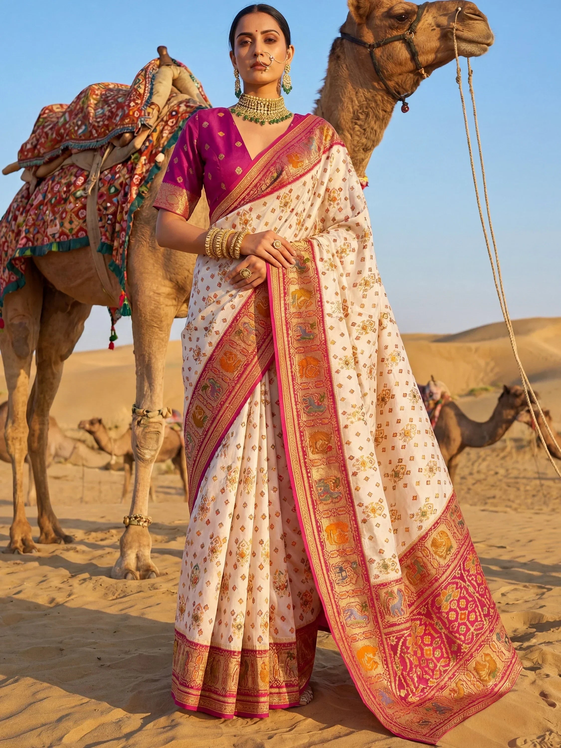 Pink Incredible Zari Weaving Silk Wedding Wear Saree With Blouse