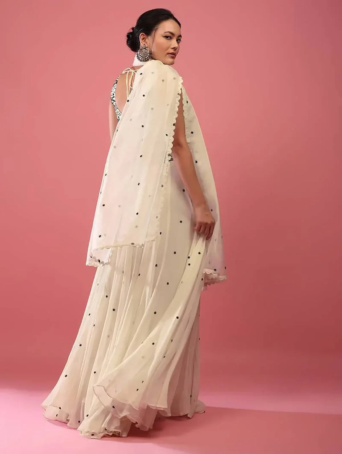 Dazzling Beige Thread Embroidered Georgette Festival Wear Lehenga Choli