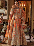 Enchanting Orange Pearl Work Silk Bridal Wear Lehenga Choli With Double Dupatta
