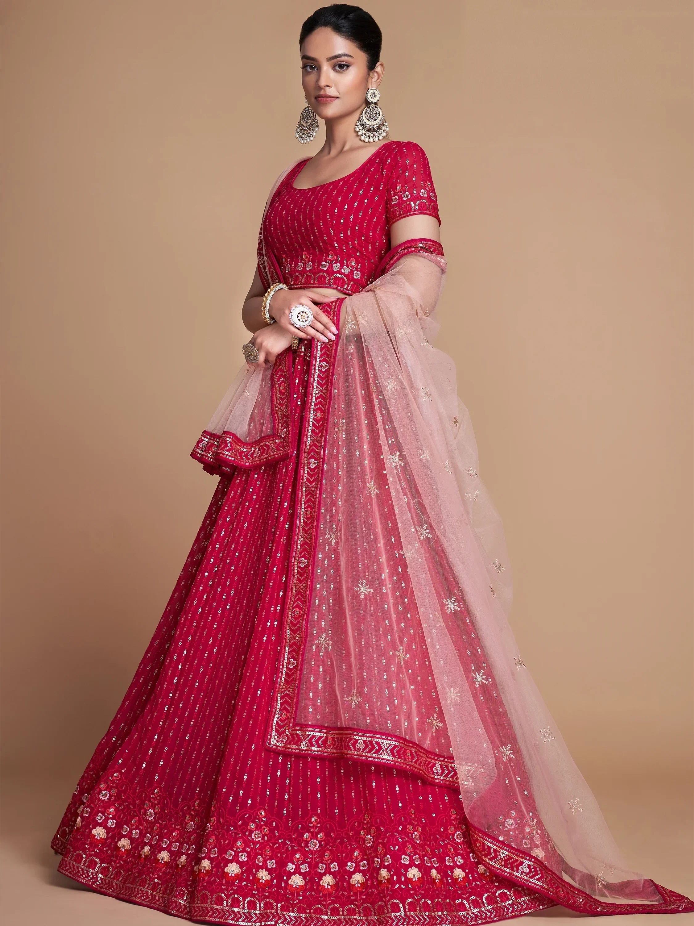 Rose Wondrous Sequined Georgette Bridesmaid Lehenga Choli