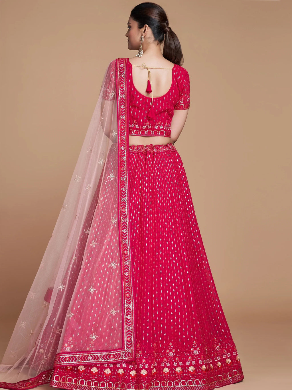 Rose Wondrous Sequined Georgette Bridesmaid Lehenga Choli