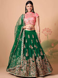 Stunning Green Embroidered Net Designer lehenga Choli