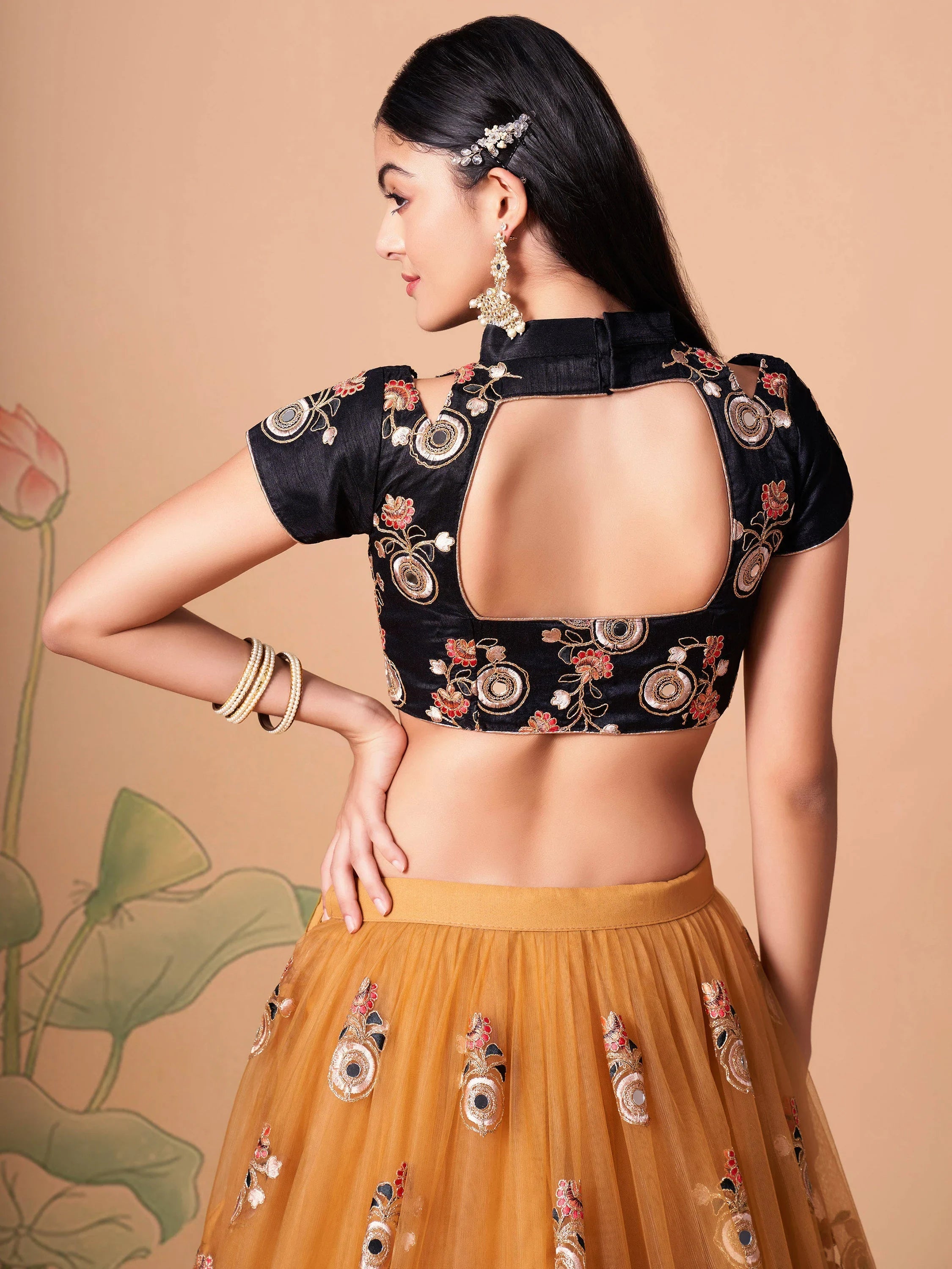Glowing Fabulous Mirror Embroidered Net Festive Lehenga Choli