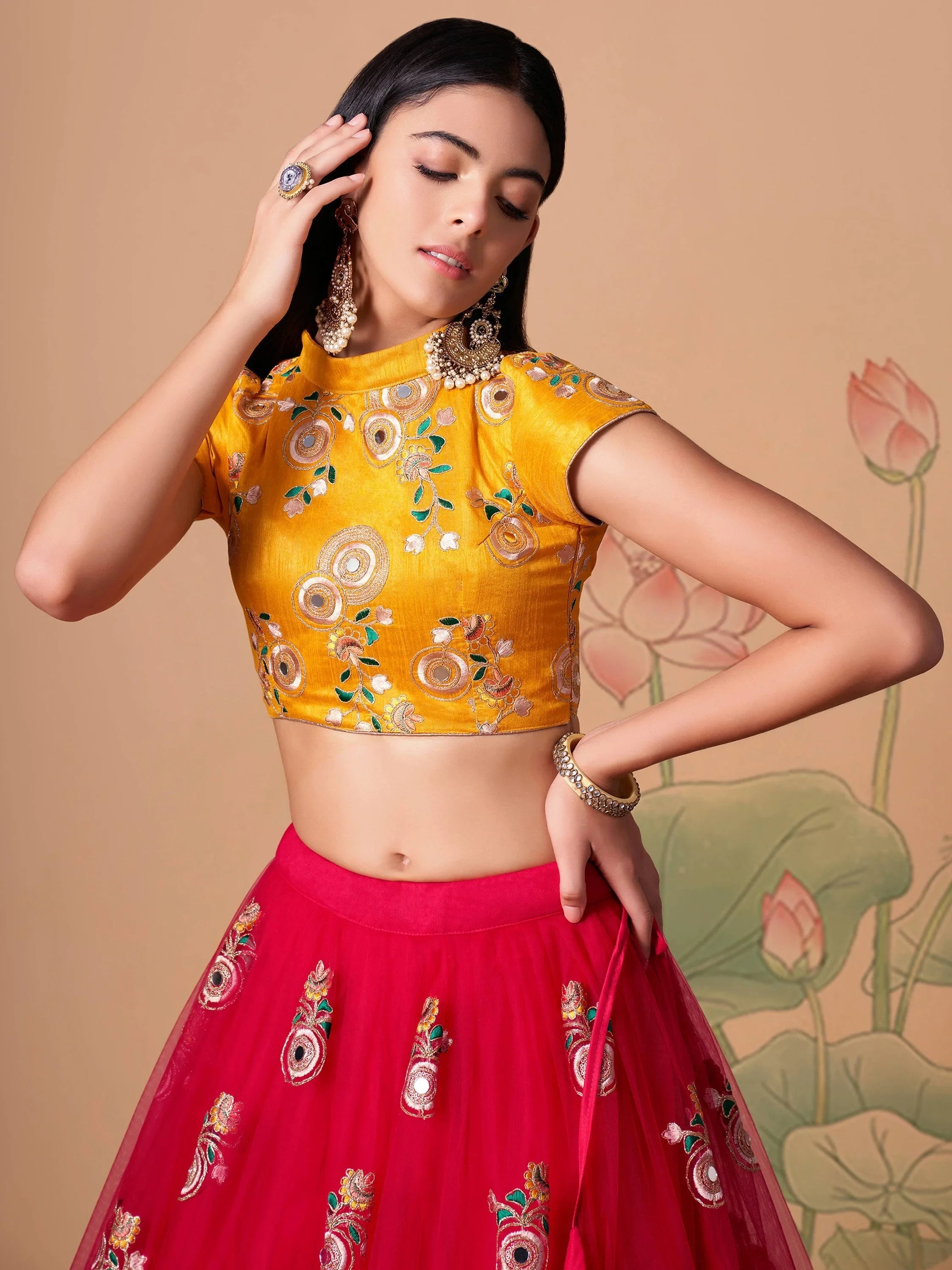 Beautiful Pink Embroidered Net Wedding Wear Plus Size Lehenga Choli