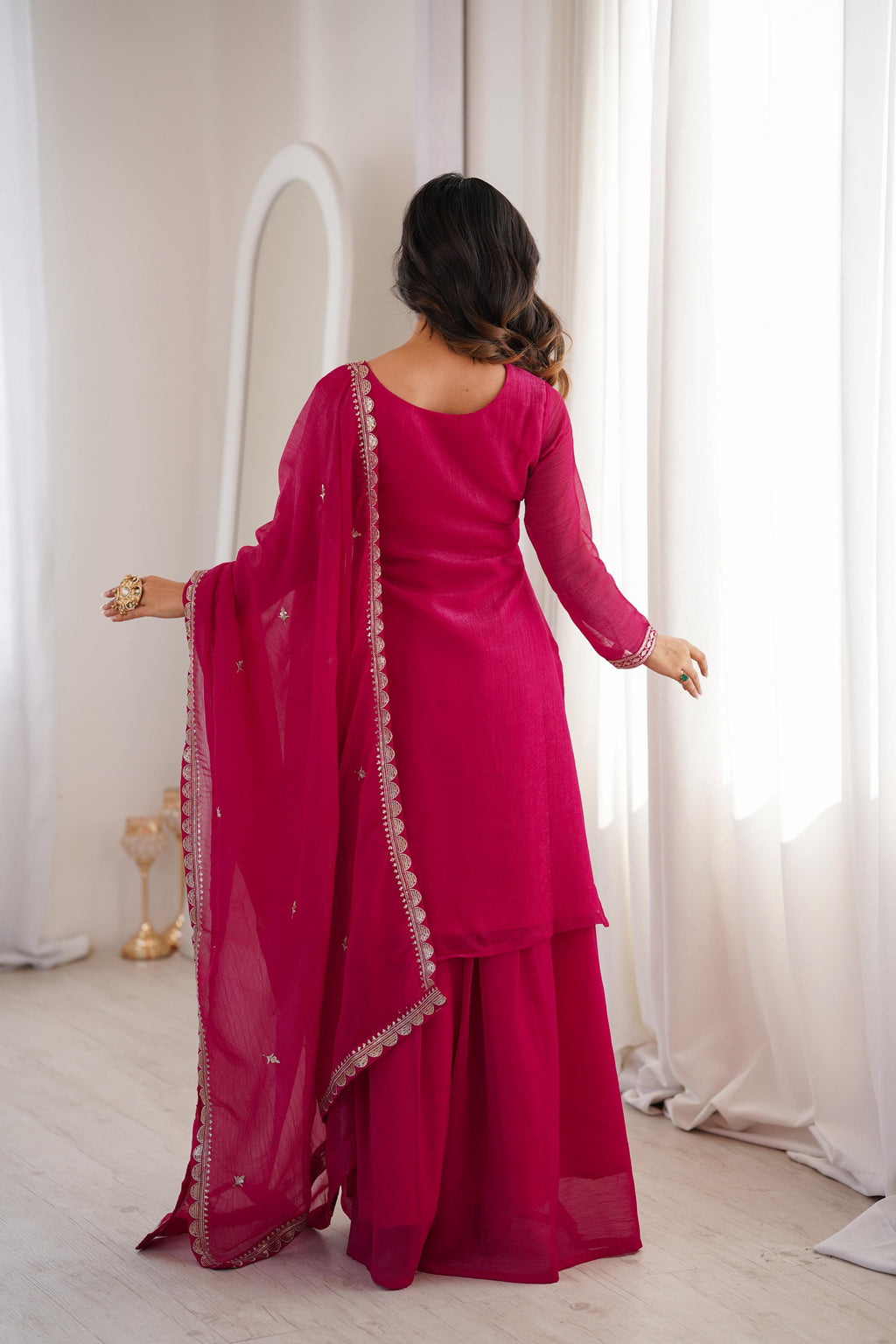 Pink Pure Soft Crunchy Silk Kurta Suit Set for festive wear