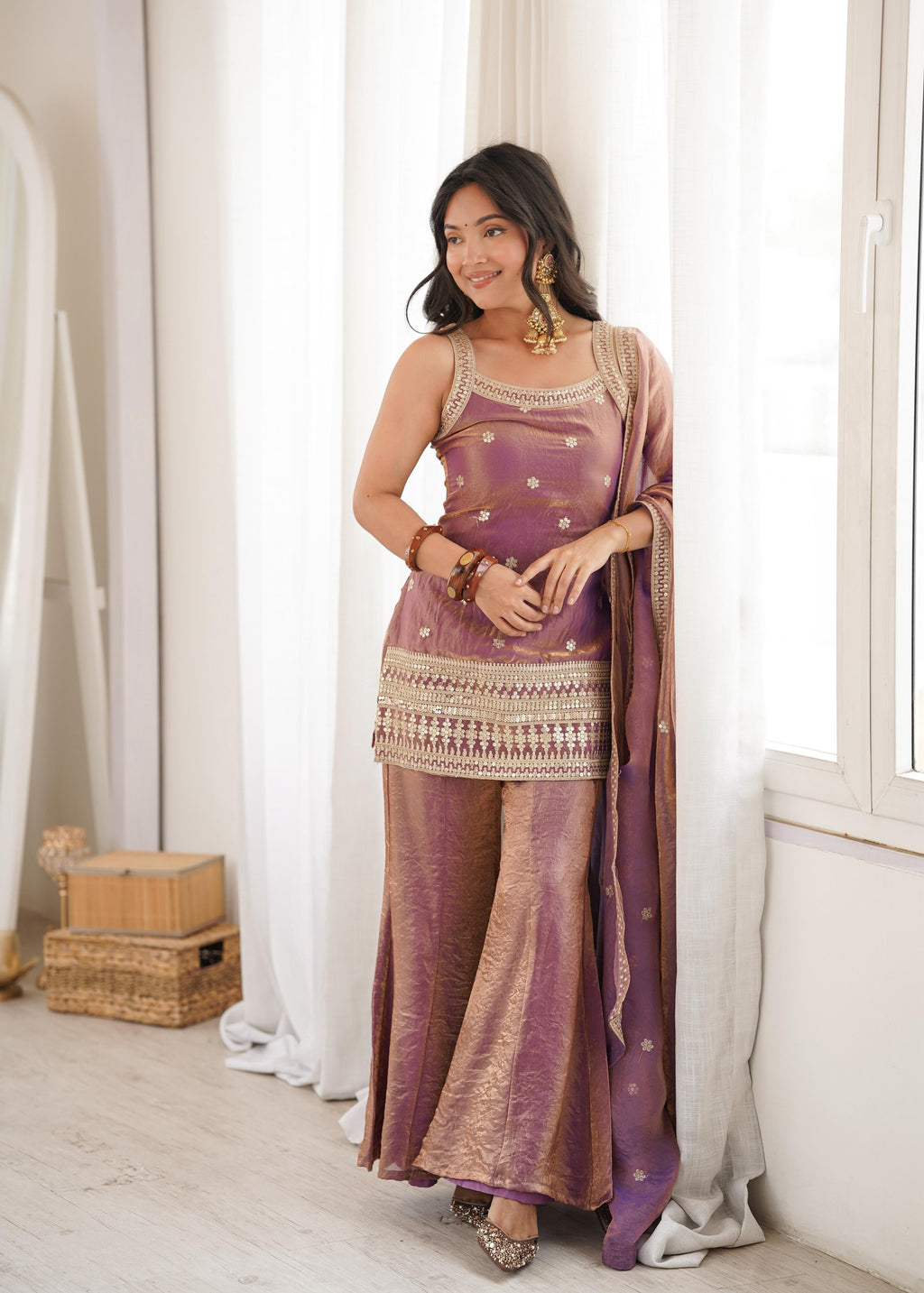 Pink Silk Kurta Suit Set with Embroidery Work, ideal for festive occasions