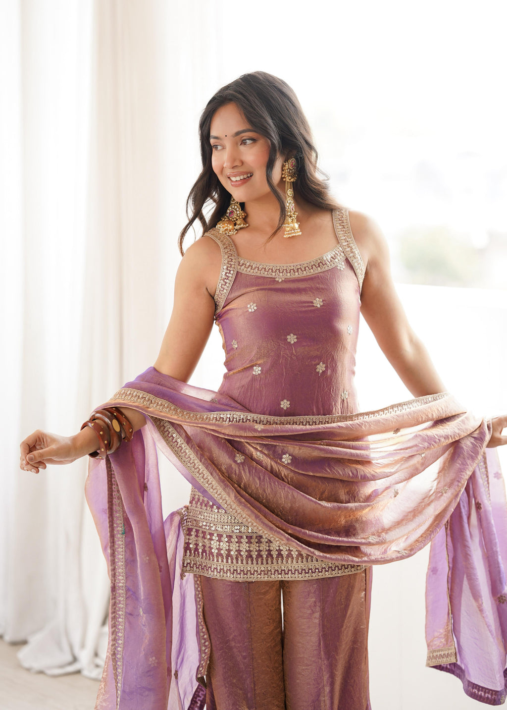 Pink Silk Kurta Suit Set with Embroidery Work, ideal for festive occasions