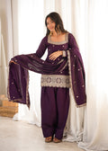 Wine Glass Roman Silk Kurta Suit Set With Embroidery Work