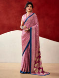 Pink Gorgeous Digital Printed Satin Office Wear Saree With Blouse
