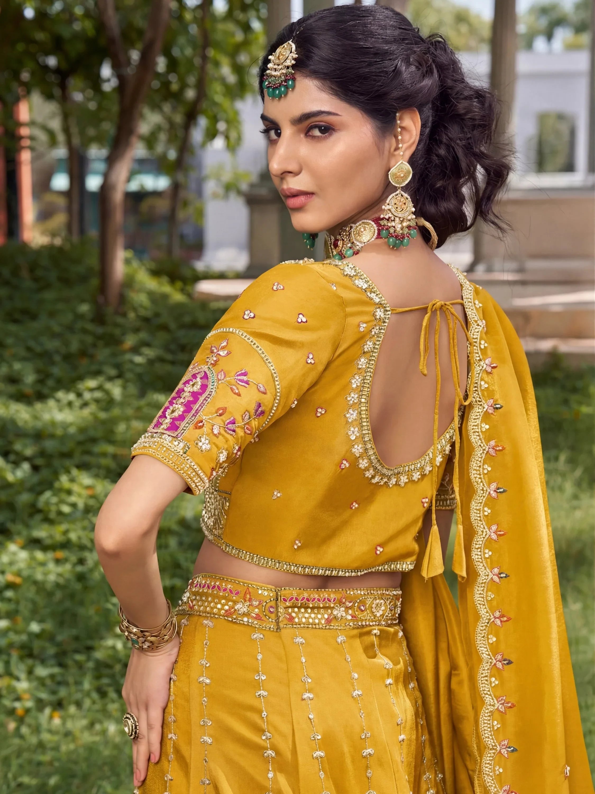 Classic Yellow Heavy Embroidery Silk Haldi Wear Lehenga Choli With Dupatta