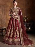 Fantastic Maroon Dori Work Silk Wedding Wear Plus Size Lehenga Choli