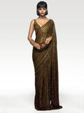 Green Mehendi Sequins Party Wear Saree With Blouse
