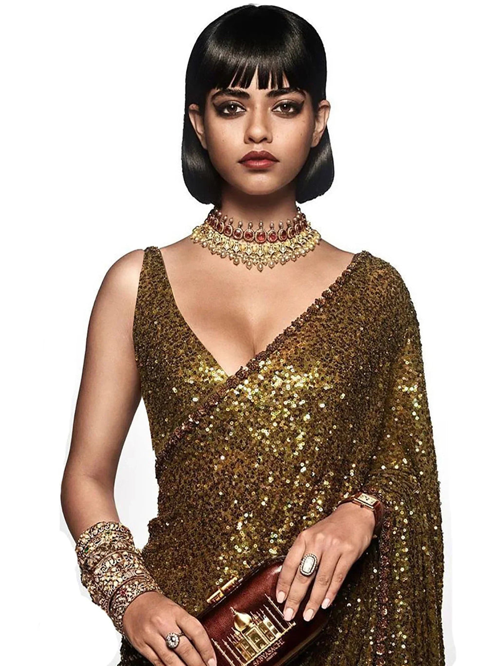 Green Mehendi Sequins Party Wear Saree With Blouse