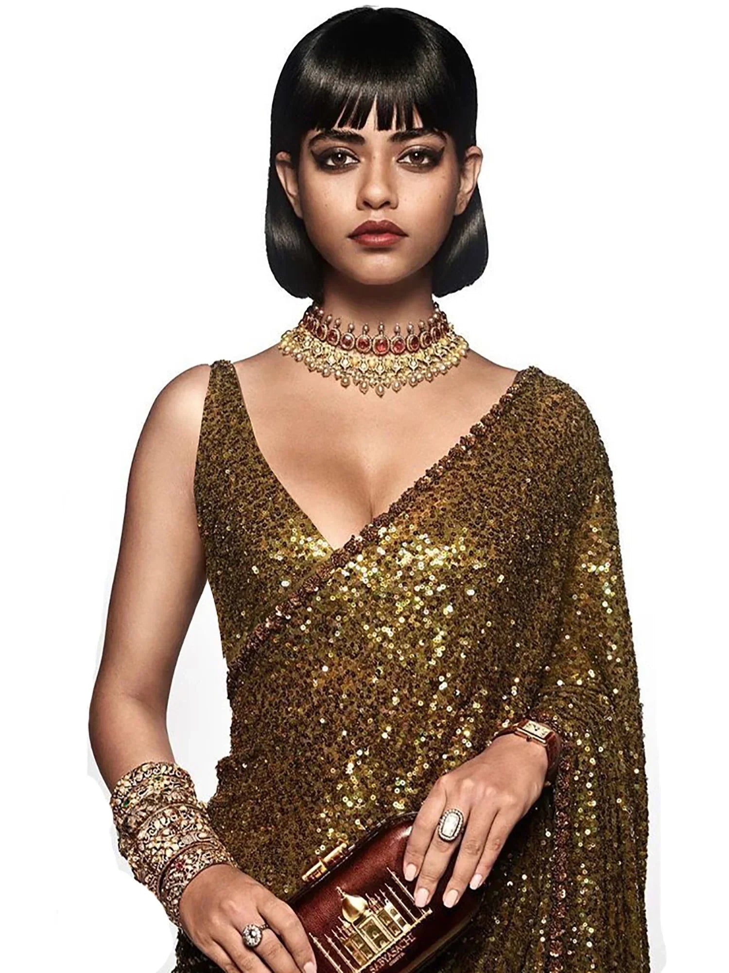 Green Mehendi Sequins Party Wear Saree With Blouse