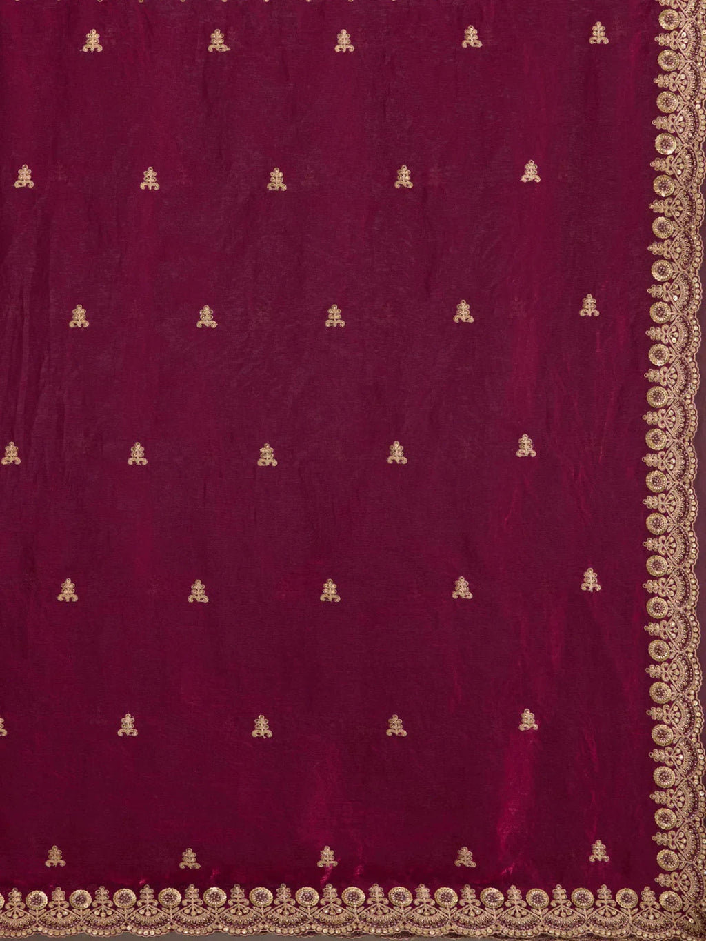 Maroon Elegant Embroidered Tissue Silk Party Wear Saree With Blouse