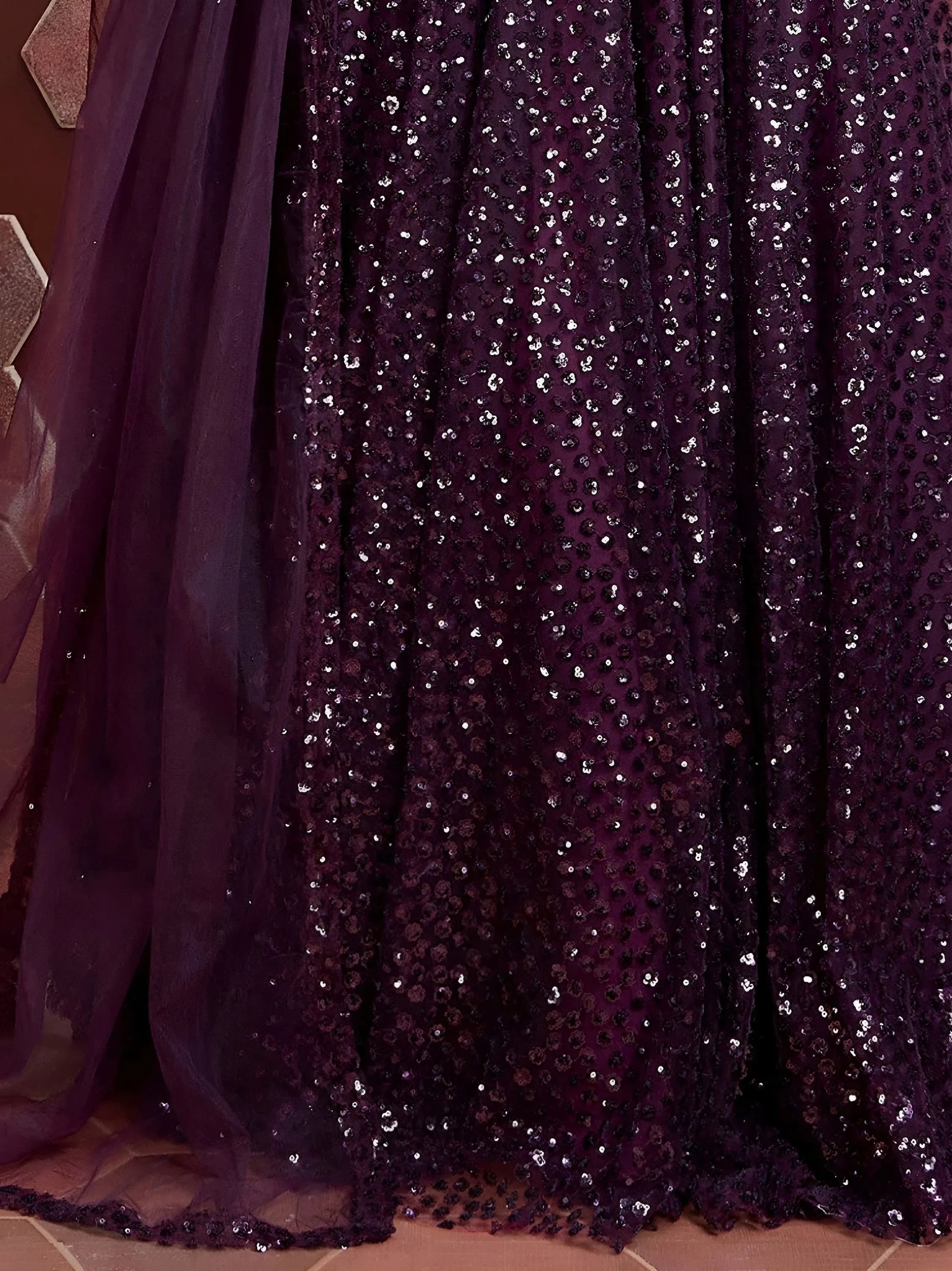 Fabulous Purple Embroidery Net Party Wear Lehenga Choli