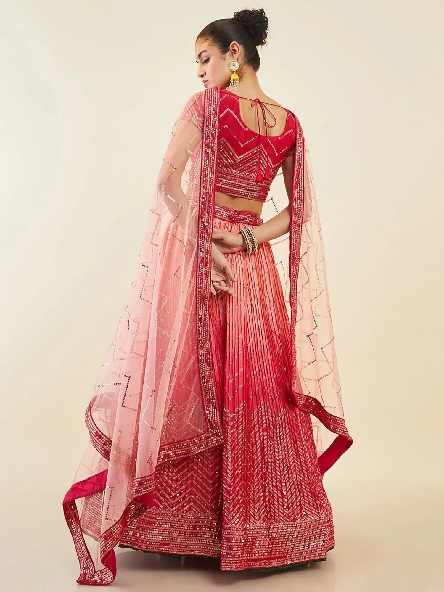 Pink Enchanting Sequins Art Silk Reception Wear Lehenga Choli