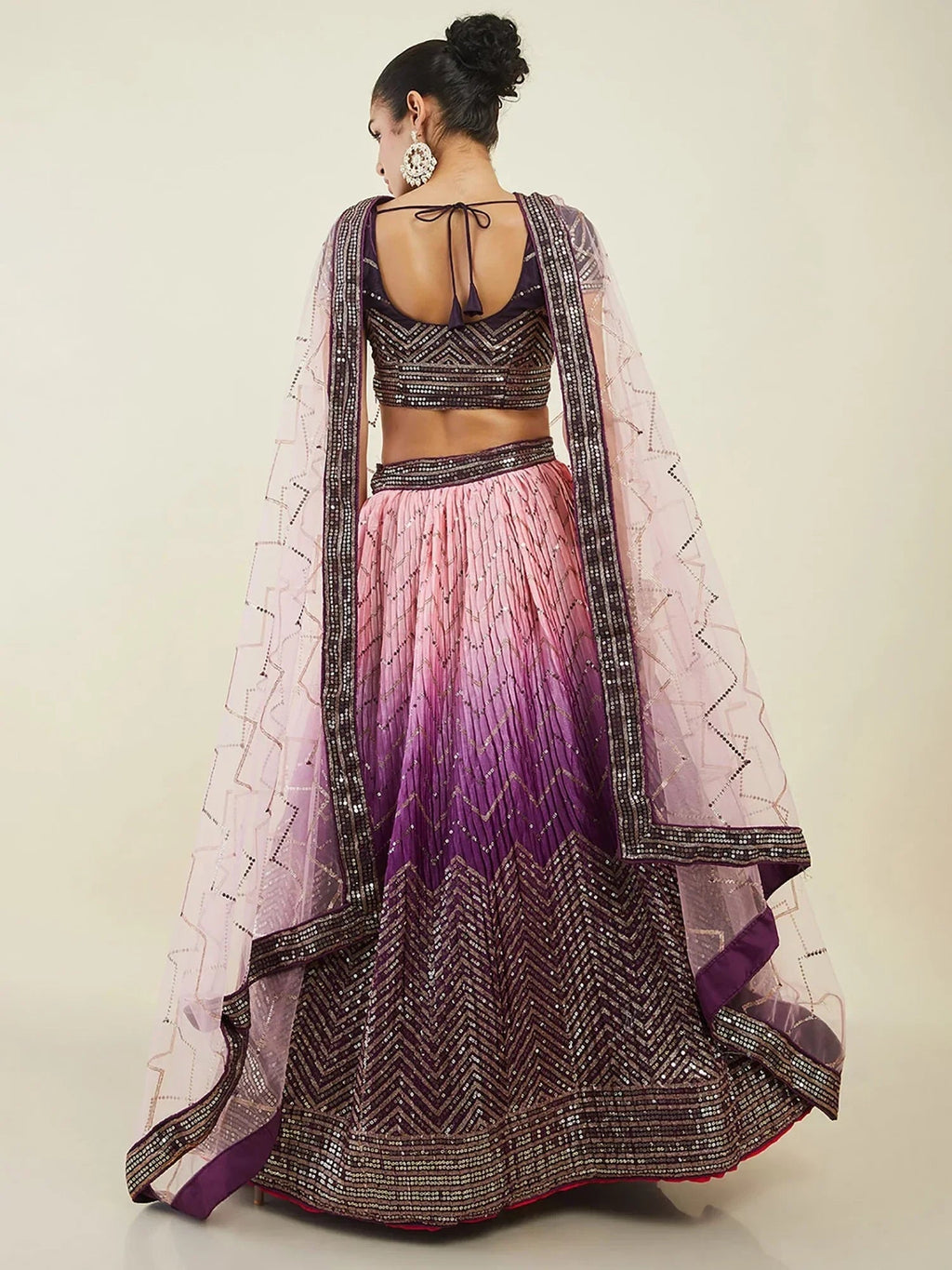Purple Enchanting Sequins Art Silk Reception Wear Lehenga Choli