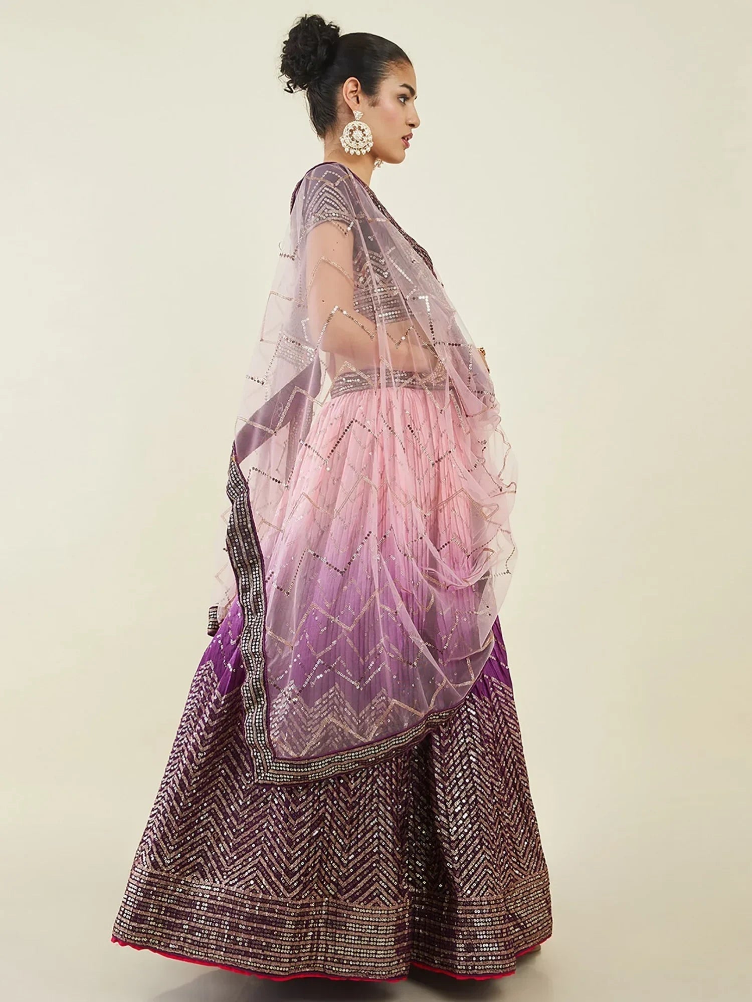 Purple Enchanting Sequins Art Silk Reception Wear Lehenga Choli