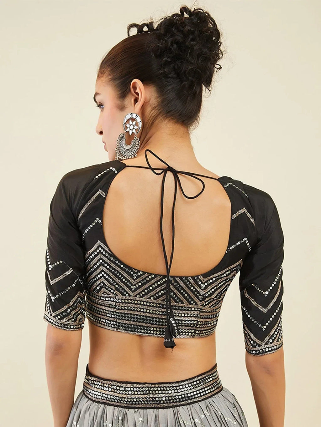 Black Enchanting Sequins Art Silk Reception Wear Lehenga Choli