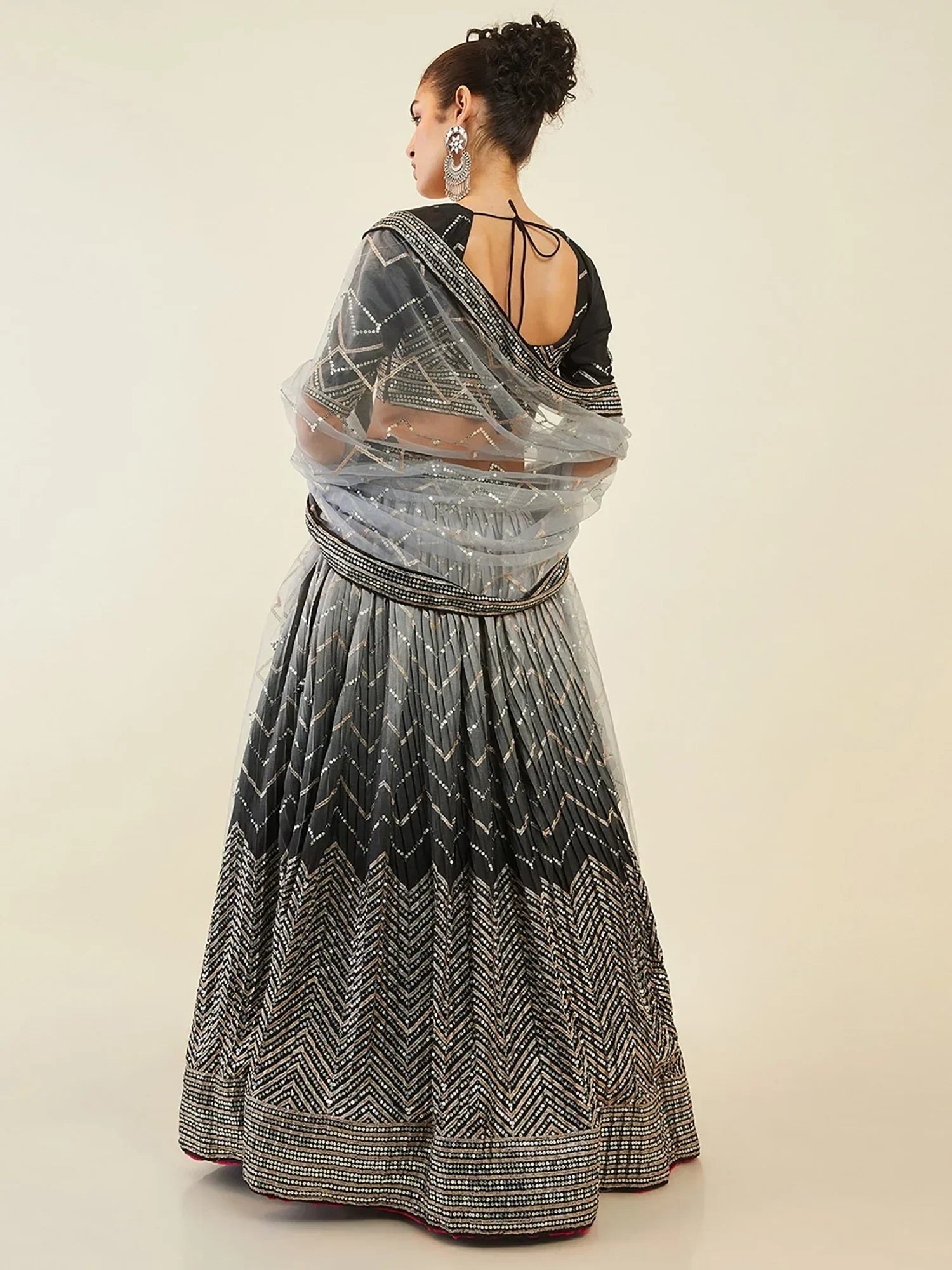 Black Enchanting Sequins Art Silk Reception Wear Lehenga Choli