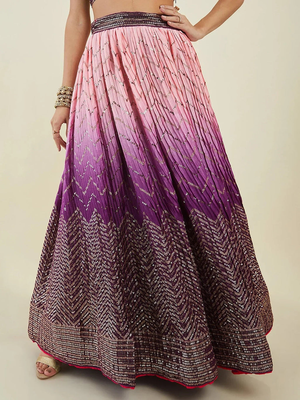 Purple Enchanting Sequins Art Silk Reception Wear Lehenga Choli