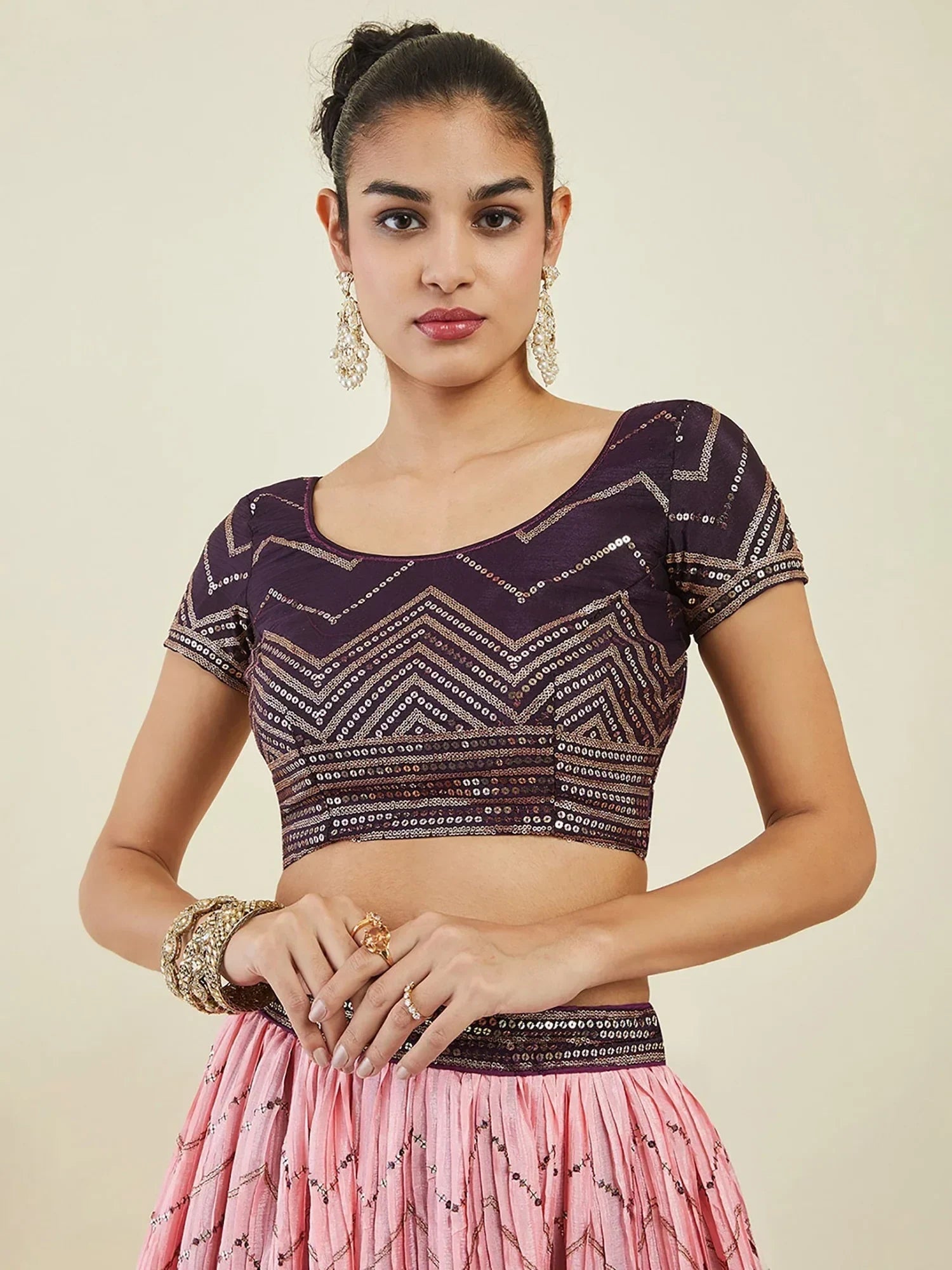 Purple Enchanting Sequins Art Silk Reception Wear Lehenga Choli