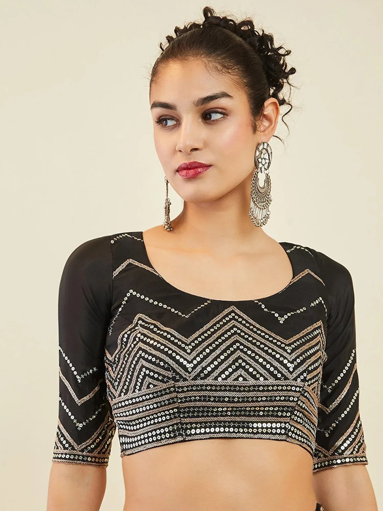Black Enchanting Sequins Art Silk Reception Wear Lehenga Choli