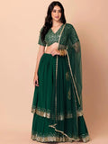 Green Amazing Sequins Georgette Reception Wear Lehenga Choli