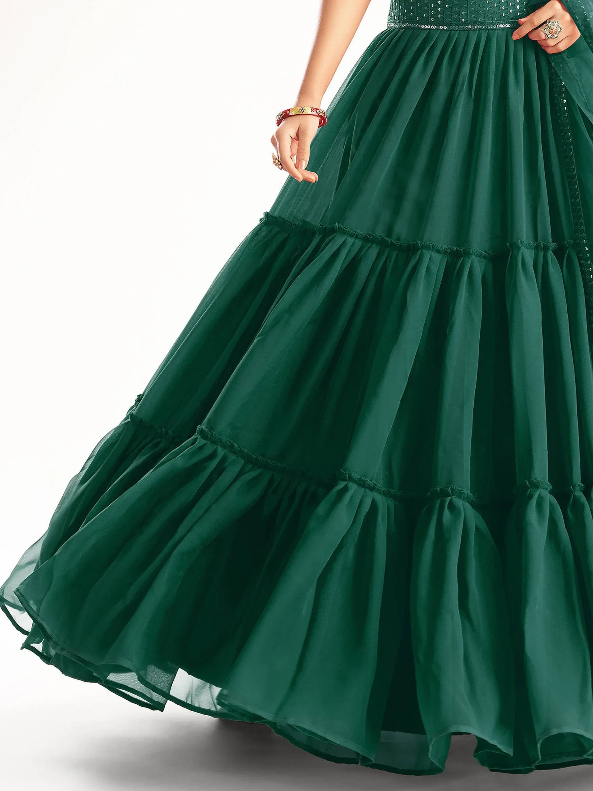 Green Adorable Georgette Party Wear Lehenga With Sequins Choli