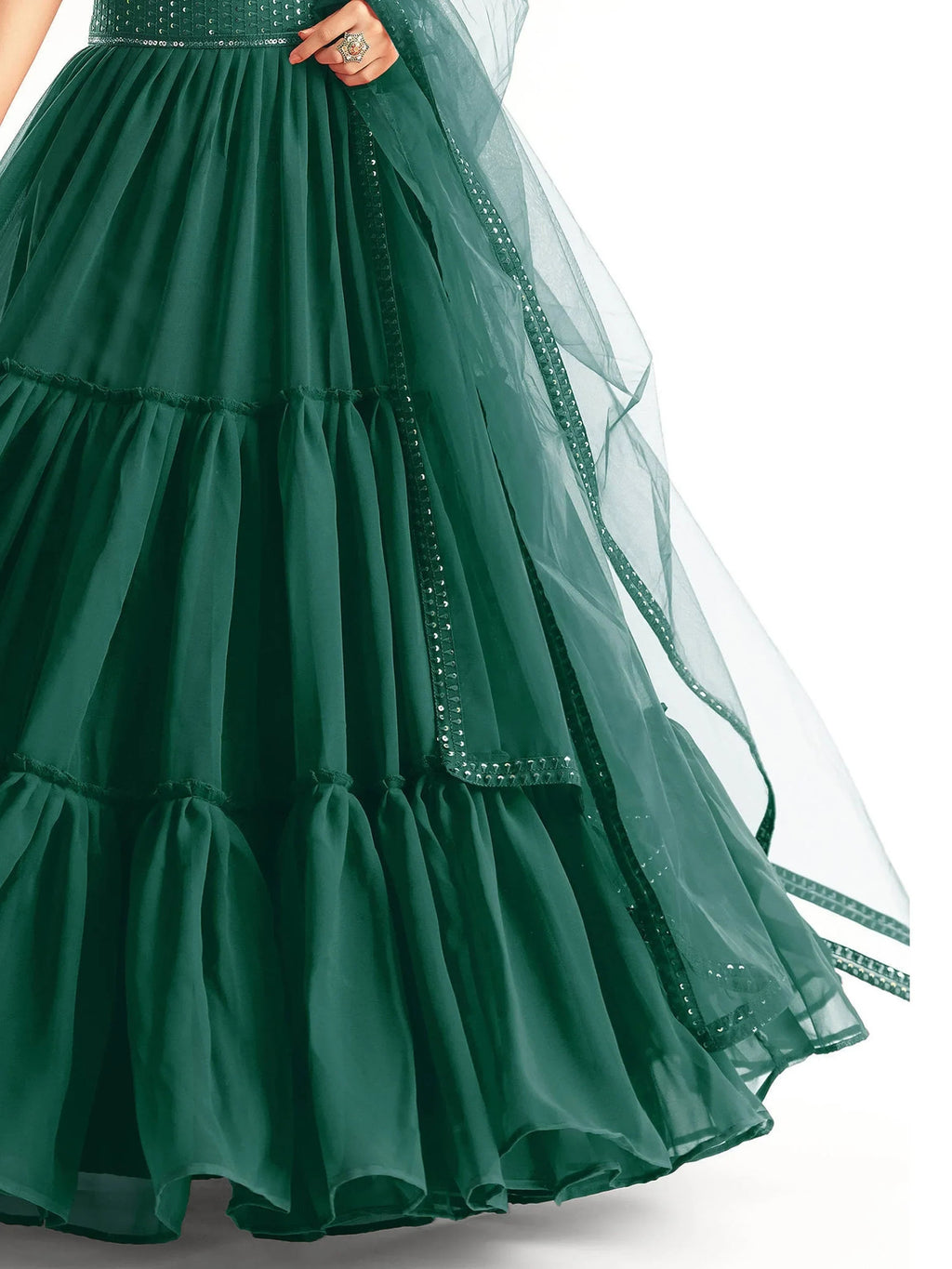 Green Adorable Georgette Party Wear Lehenga With Sequins Choli