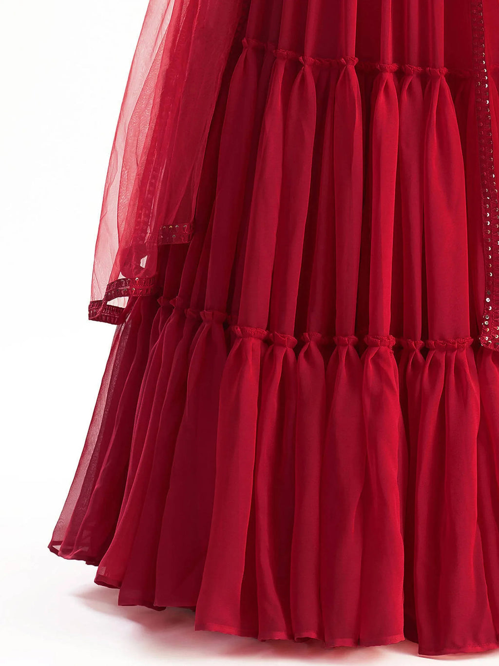 Red Adorable Georgette Party Wear Lehenga With Sequins Choli