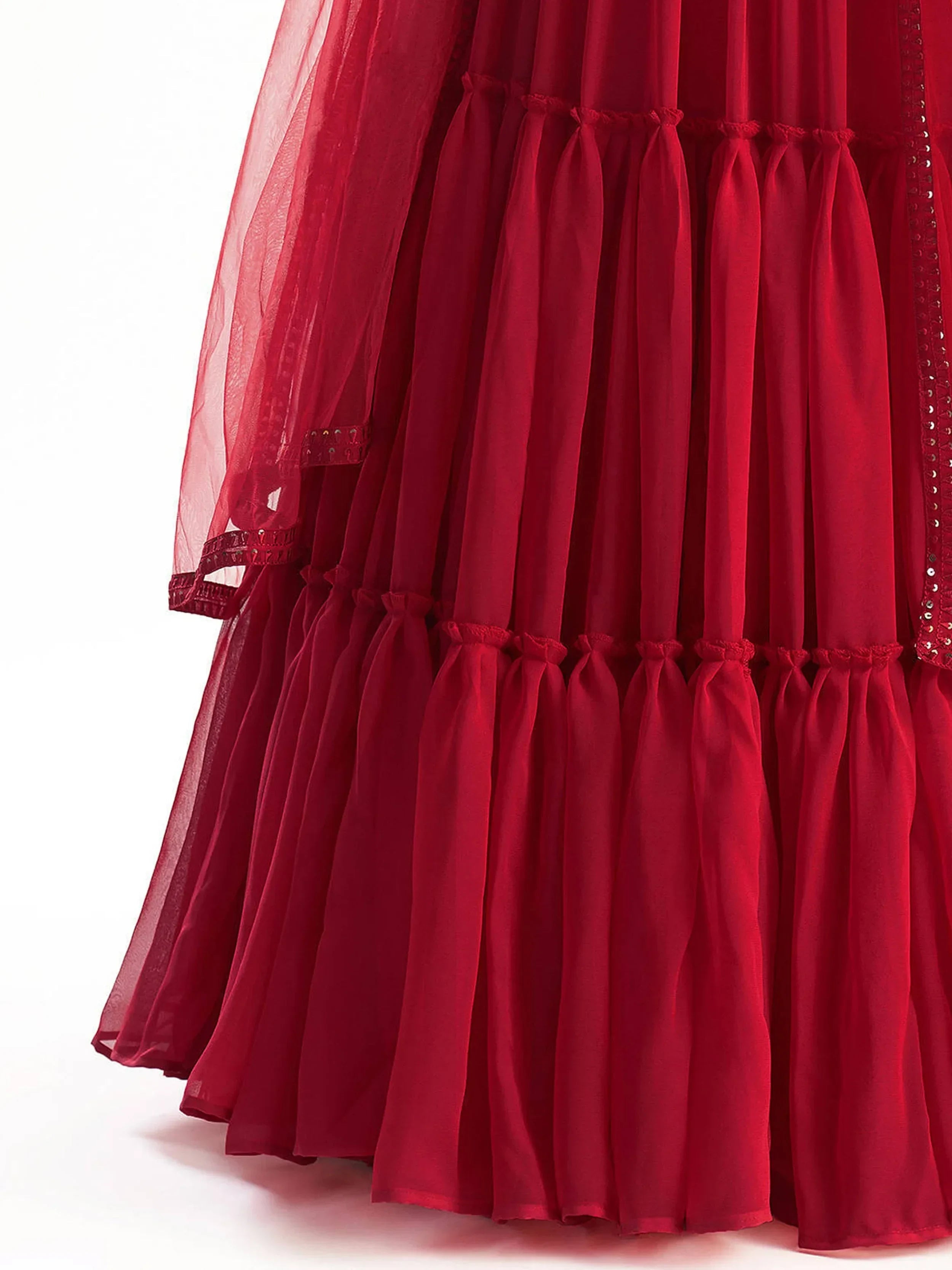 Red Adorable Georgette Party Wear Lehenga With Sequins Choli