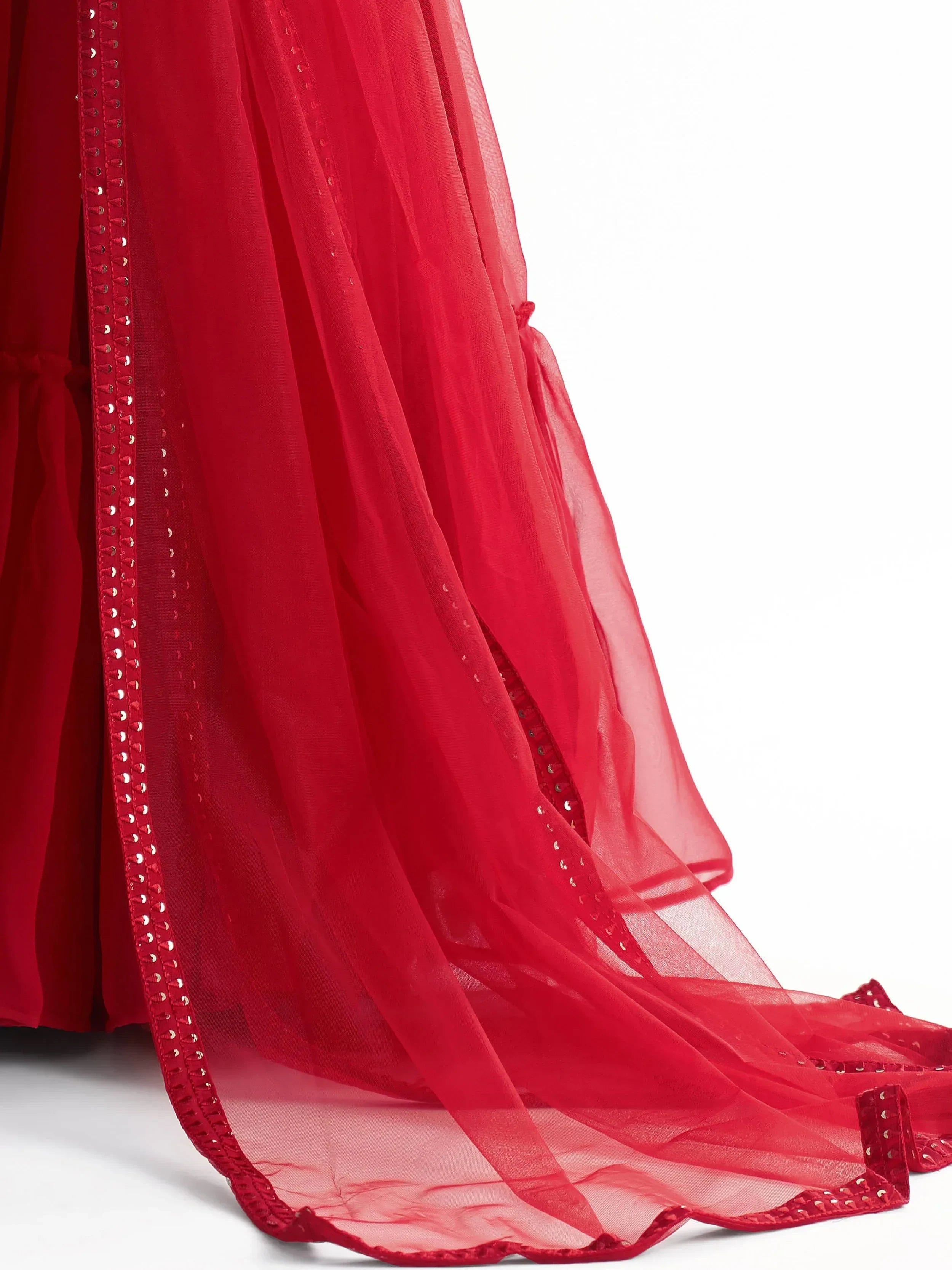 Red Adorable Georgette Party Wear Lehenga With Sequins Choli