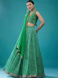 Green Alluring Digital Printed Organza Festival Wear Lehenga Choli