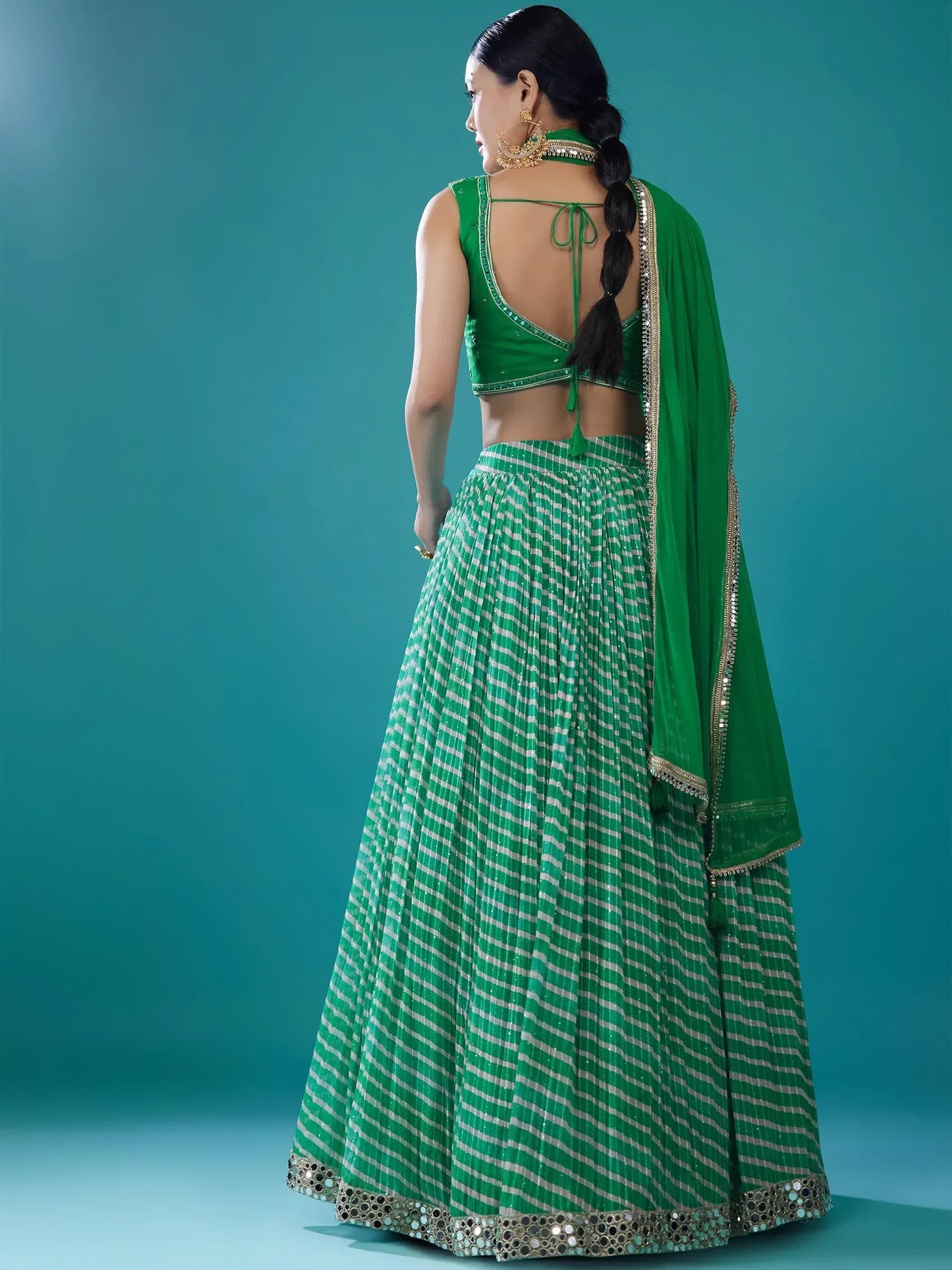 Green Alluring Digital Printed Organza Festival Wear Lehenga Choli