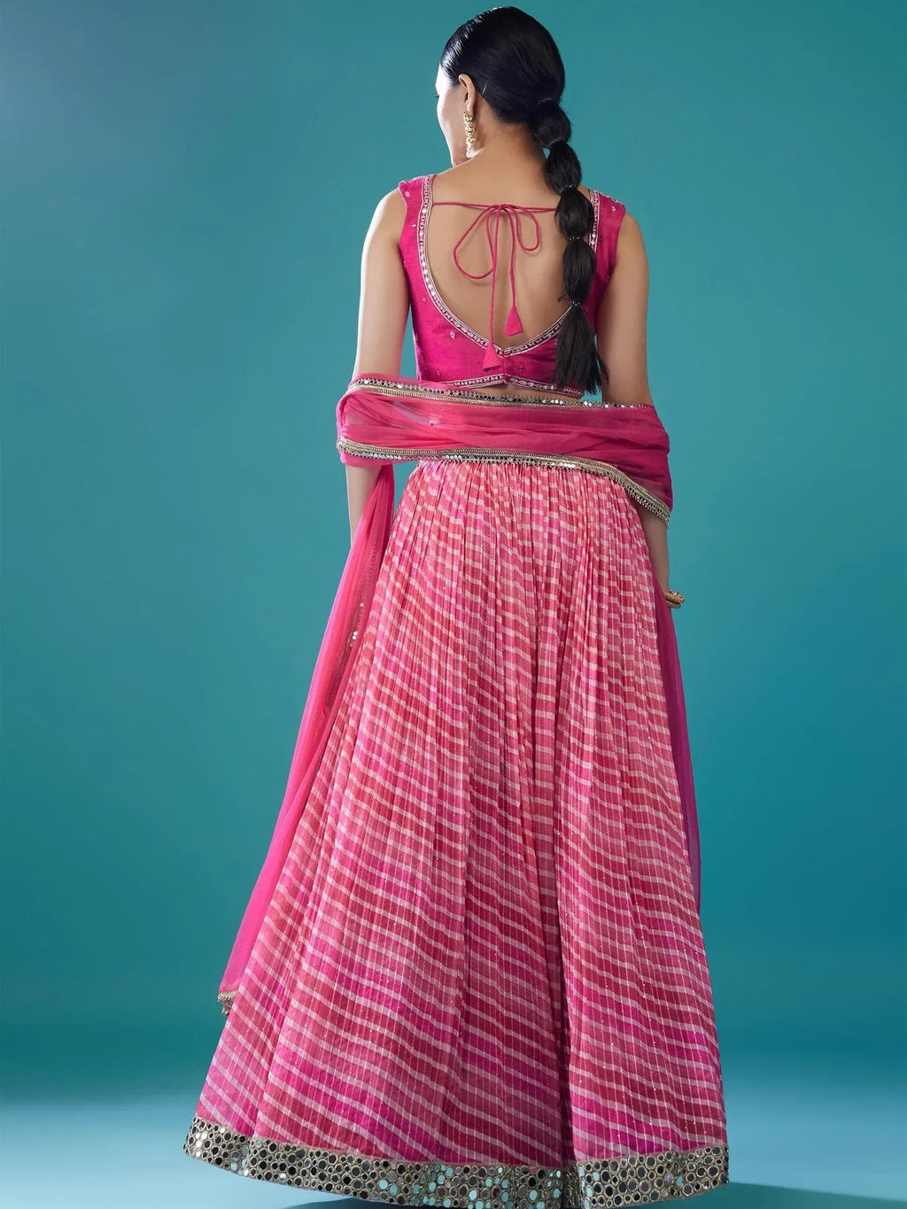 Pink Alluring Digital Printed Organza Festival Wear Lehenga Choli