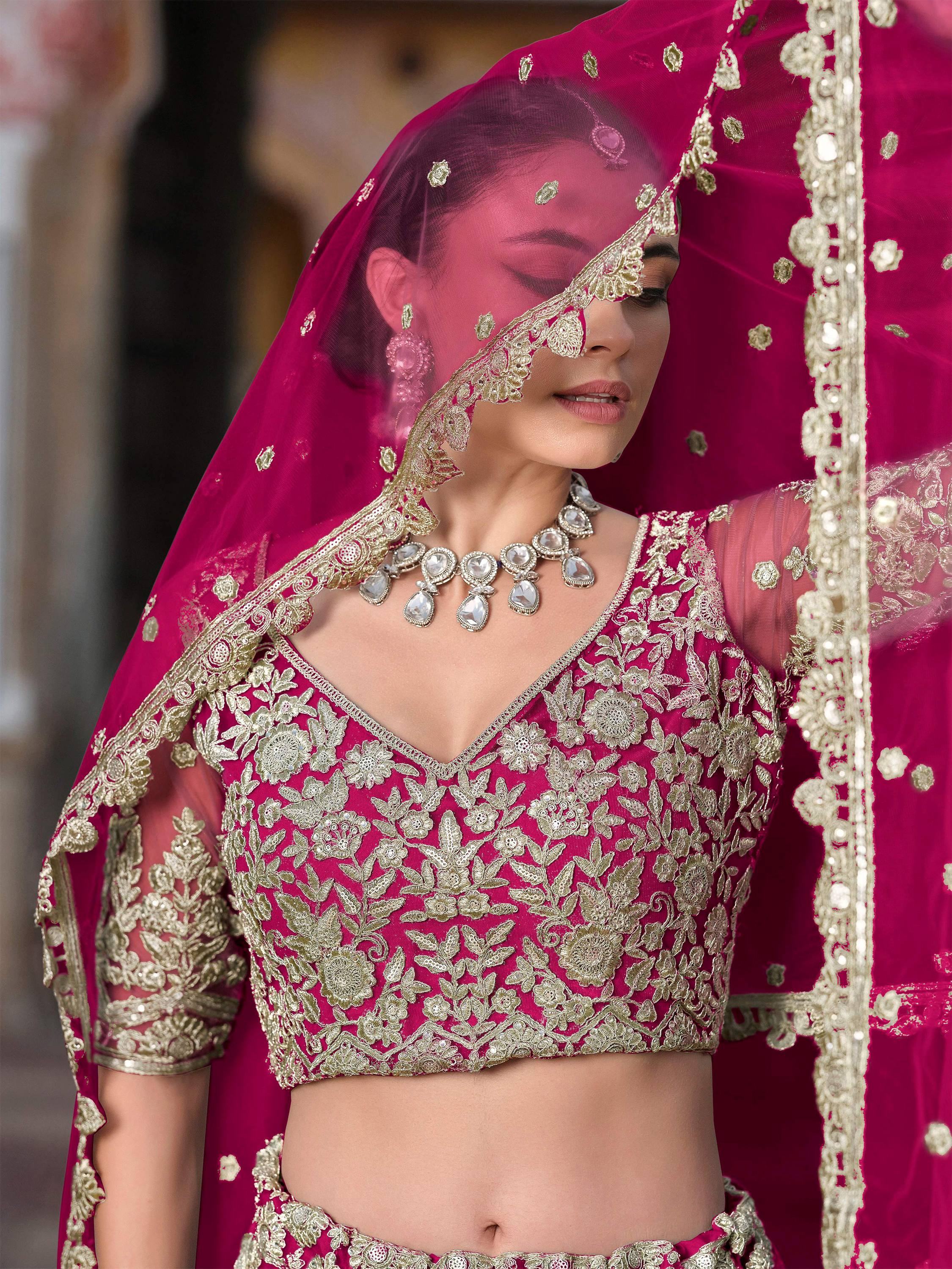 Pink Alluring Sequins Net Engagement Wear Lehenga Choli With Dupatta