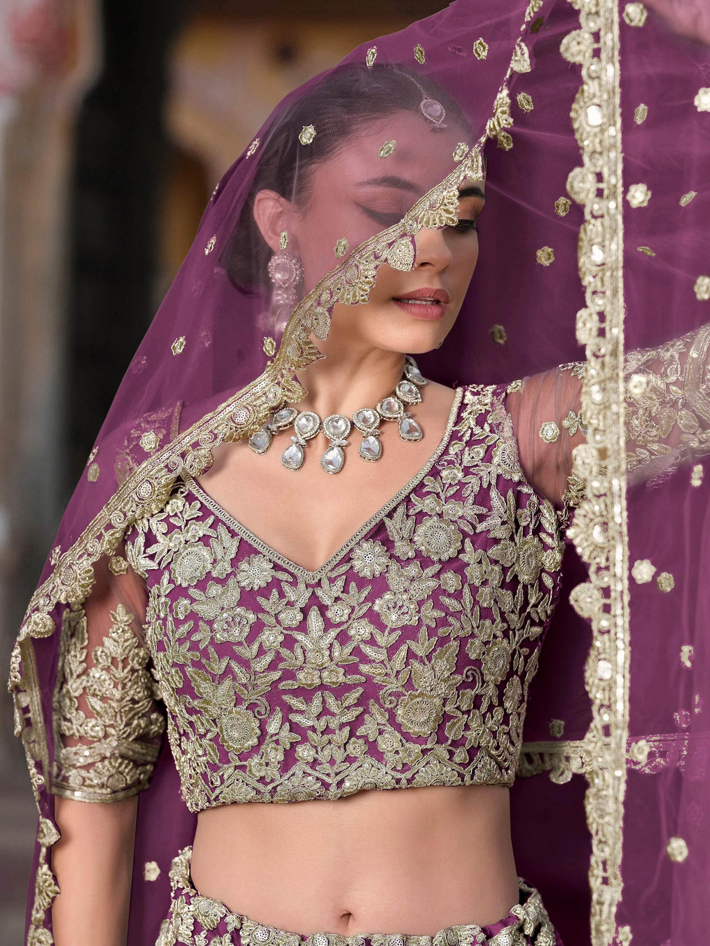 Purple Alluring Sequins Net Engagement Wear Lehenga Choli With Dupatta
