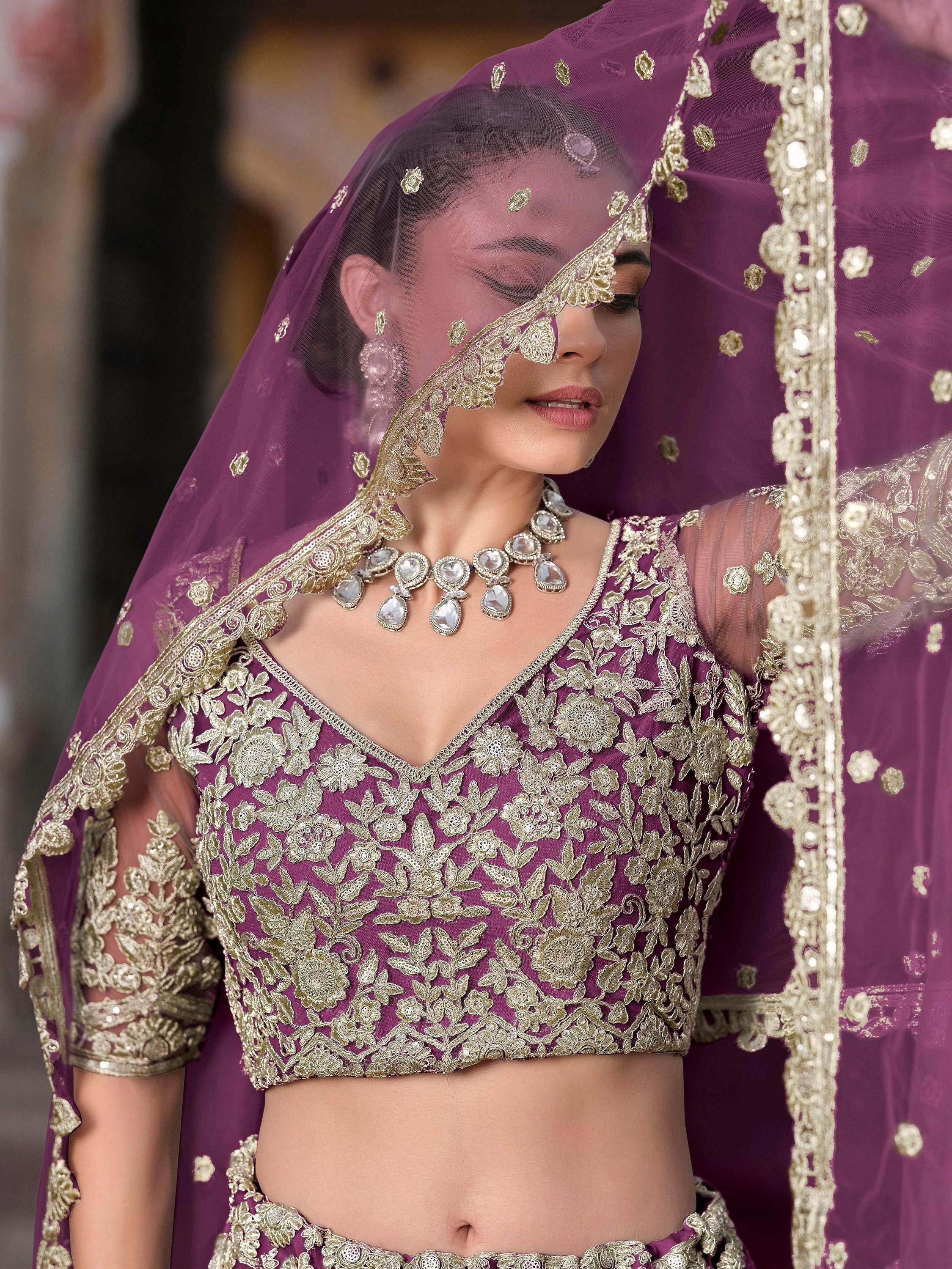 Purple Alluring Sequins Net Engagement Wear Lehenga Choli With Dupatta