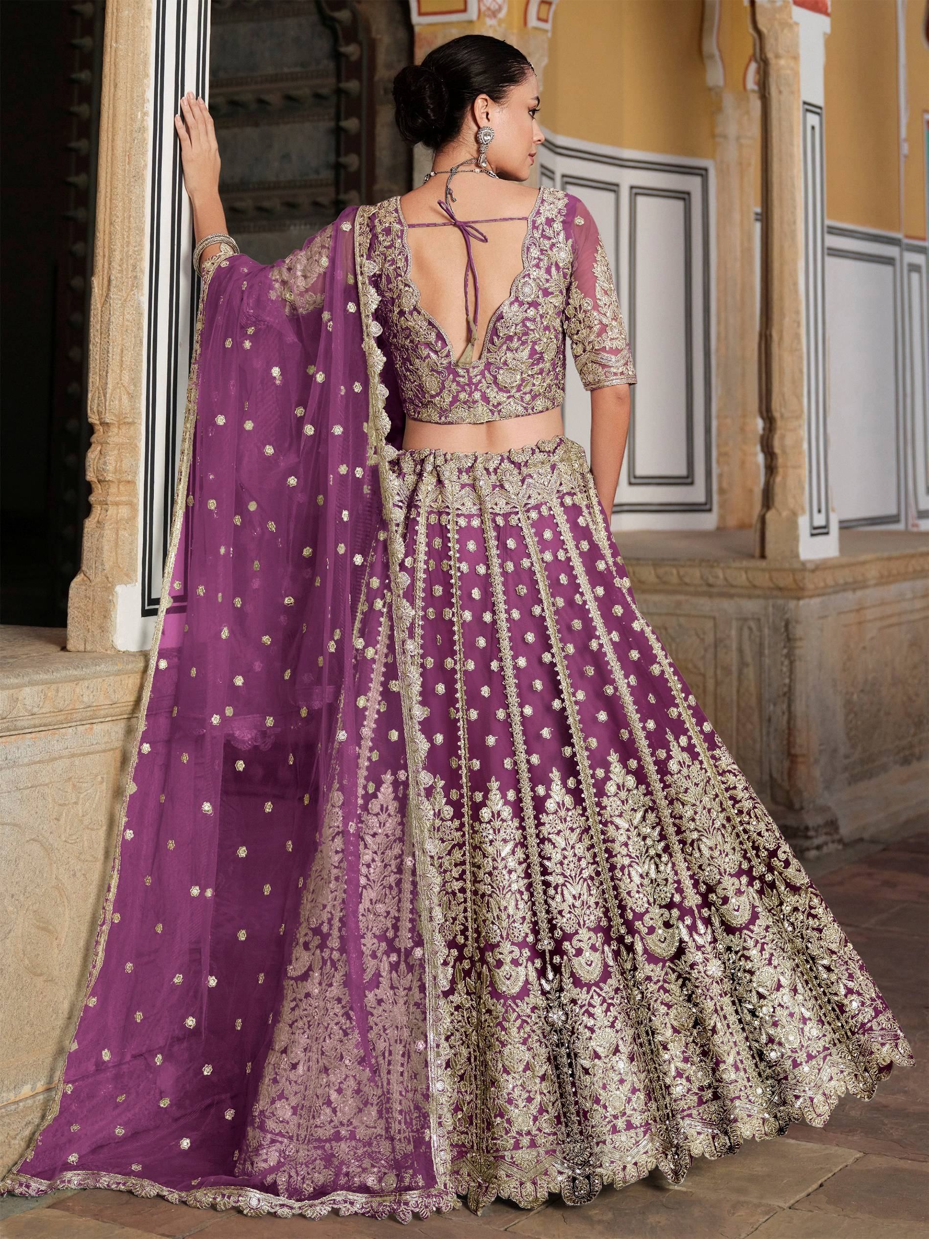 Purple Alluring Sequins Net Engagement Wear Lehenga Choli With Dupatta