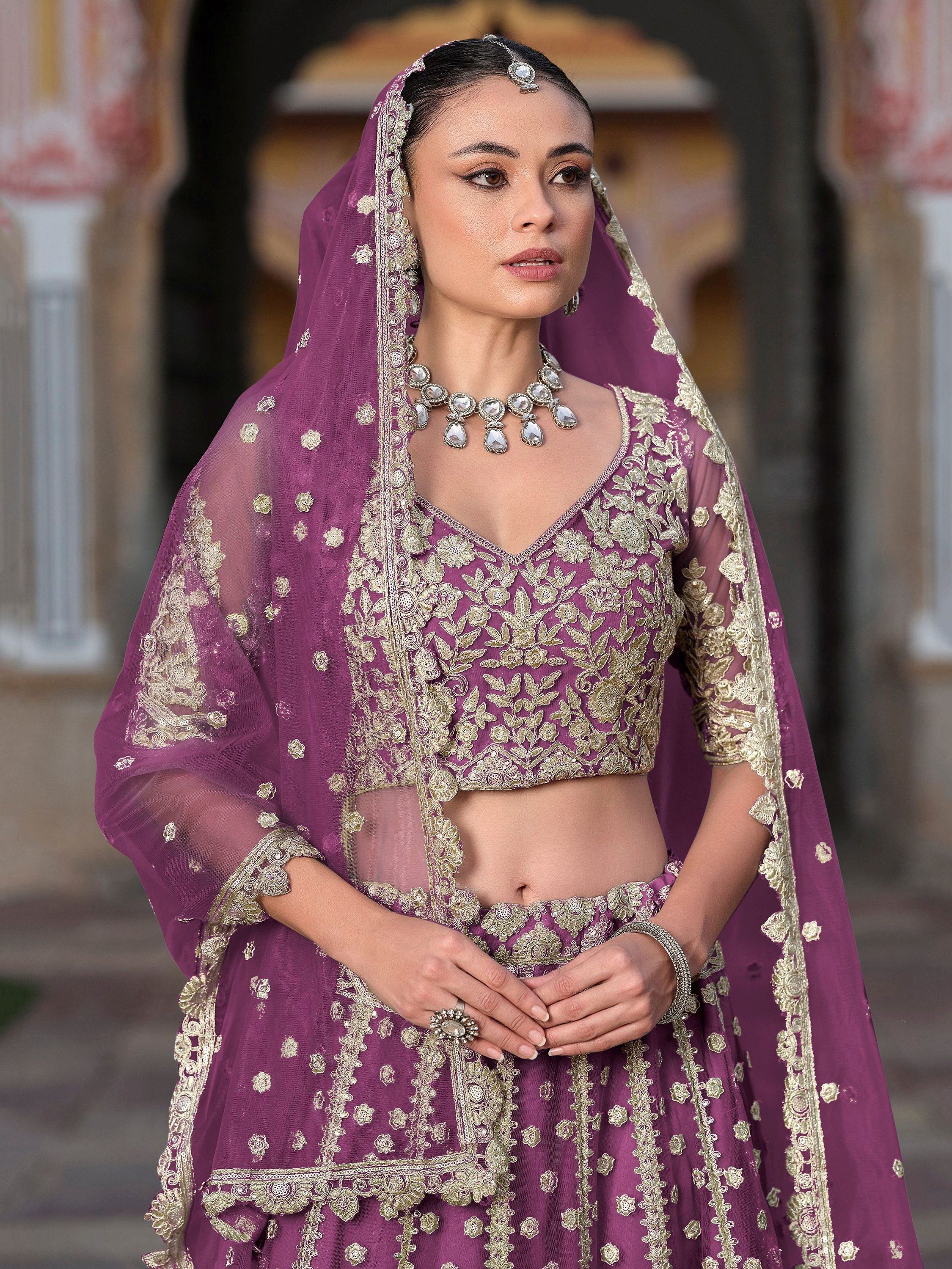 Purple Alluring Sequins Net Engagement Wear Lehenga Choli With Dupatta