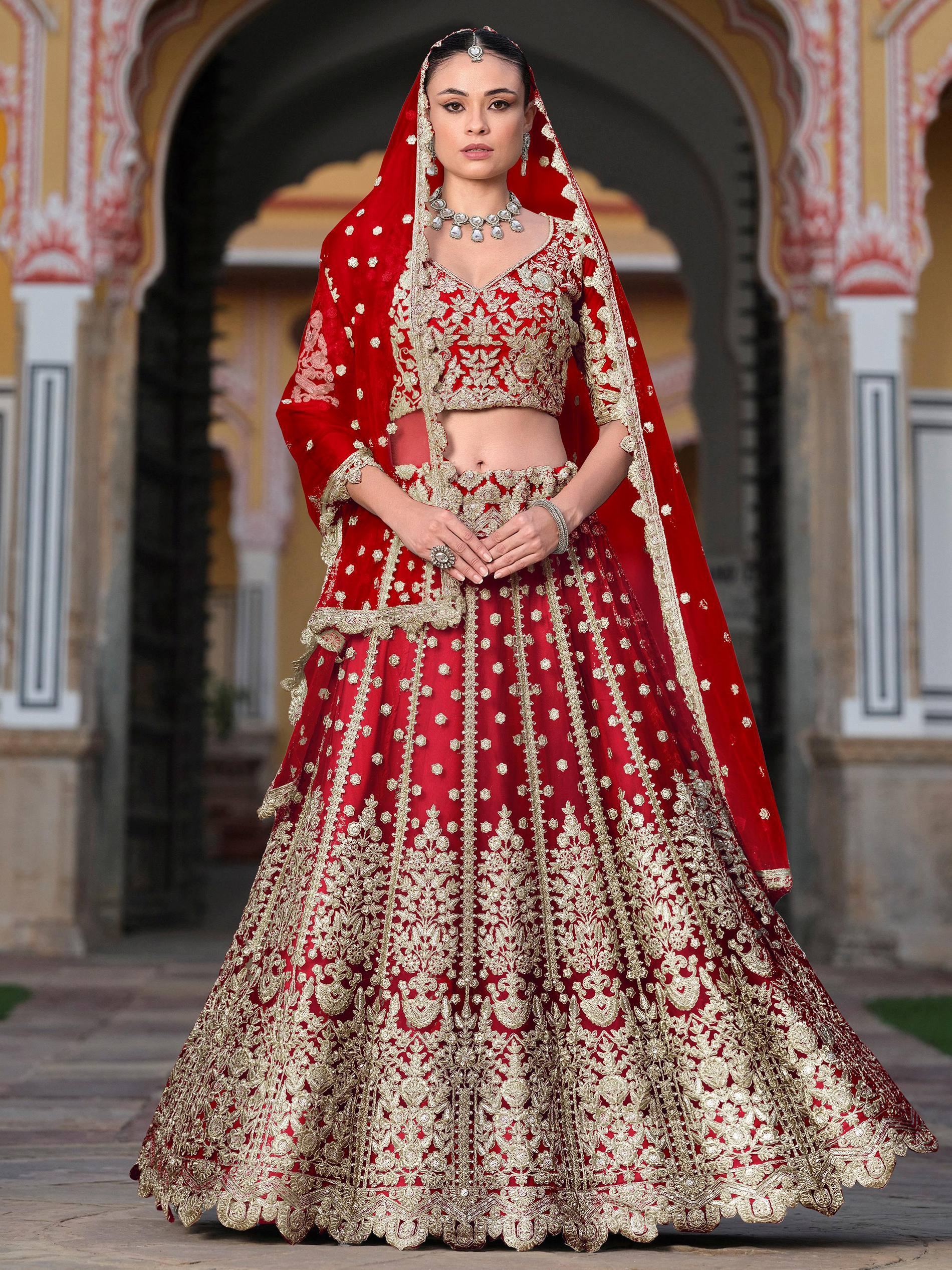 Red Alluring Sequins Net Engagement Wear Lehenga Choli With Dupatta