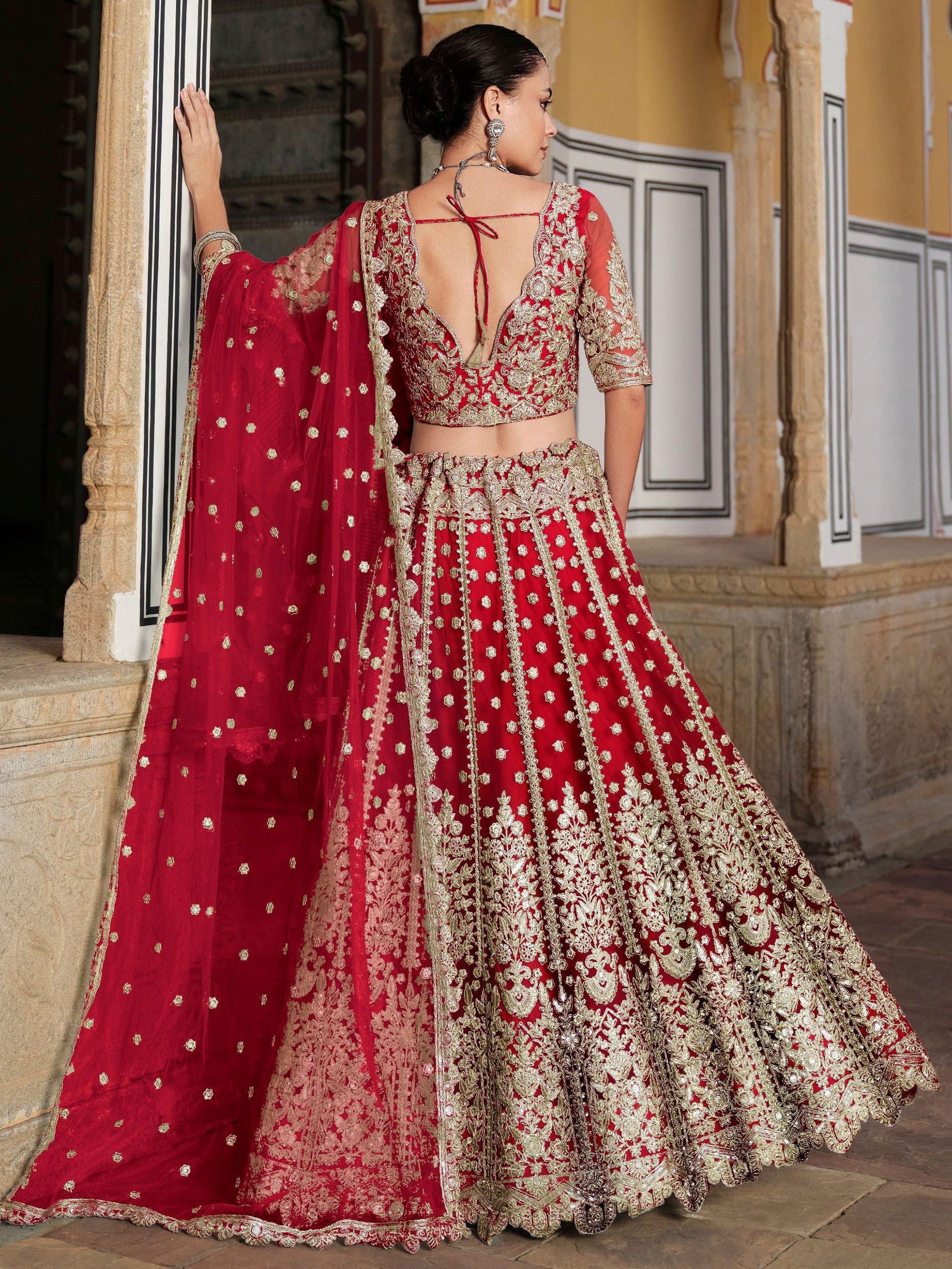 Red Alluring Sequins Net Engagement Wear Lehenga Choli With Dupatta