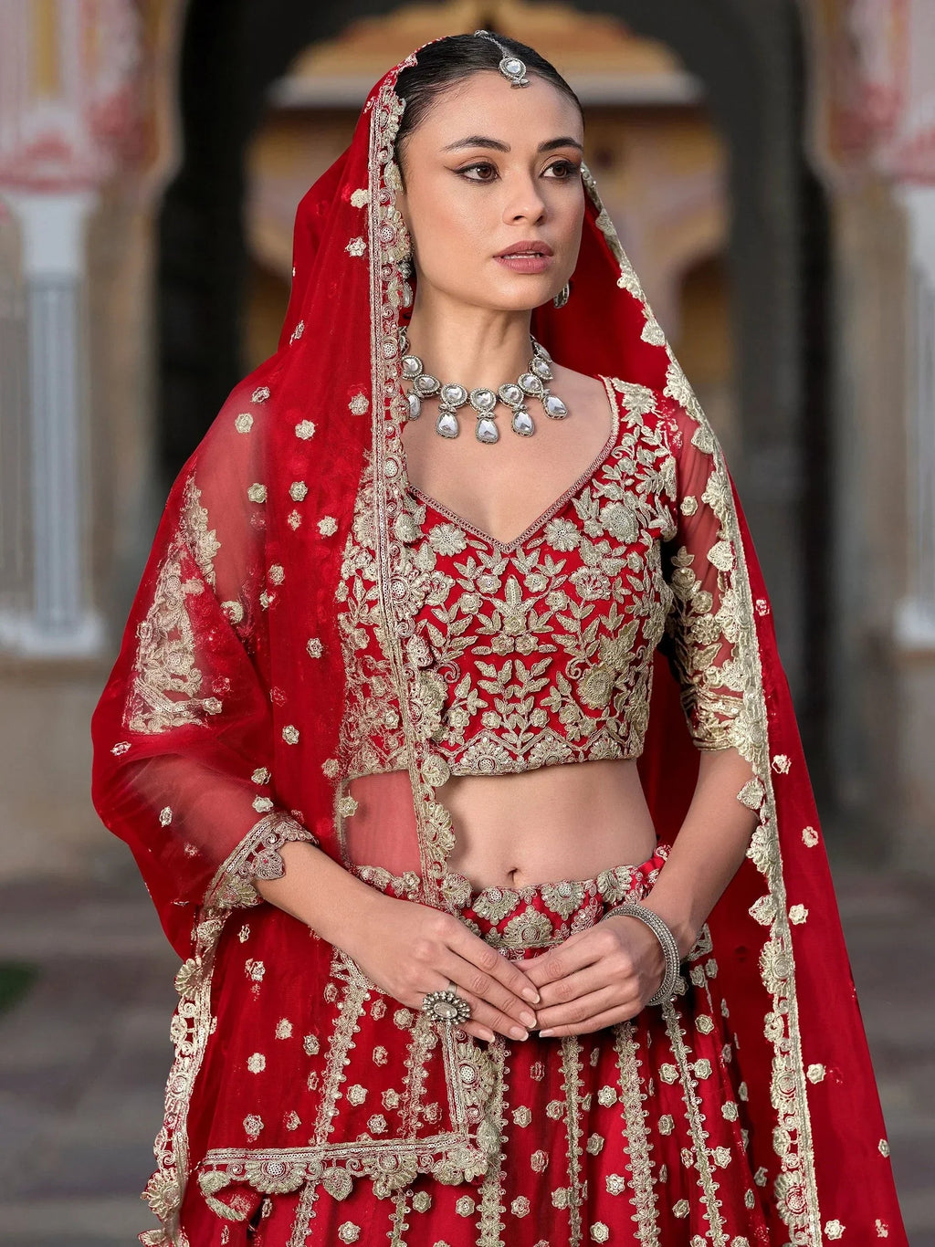 Red Alluring Sequins Net Engagement Wear Lehenga Choli With Dupatta