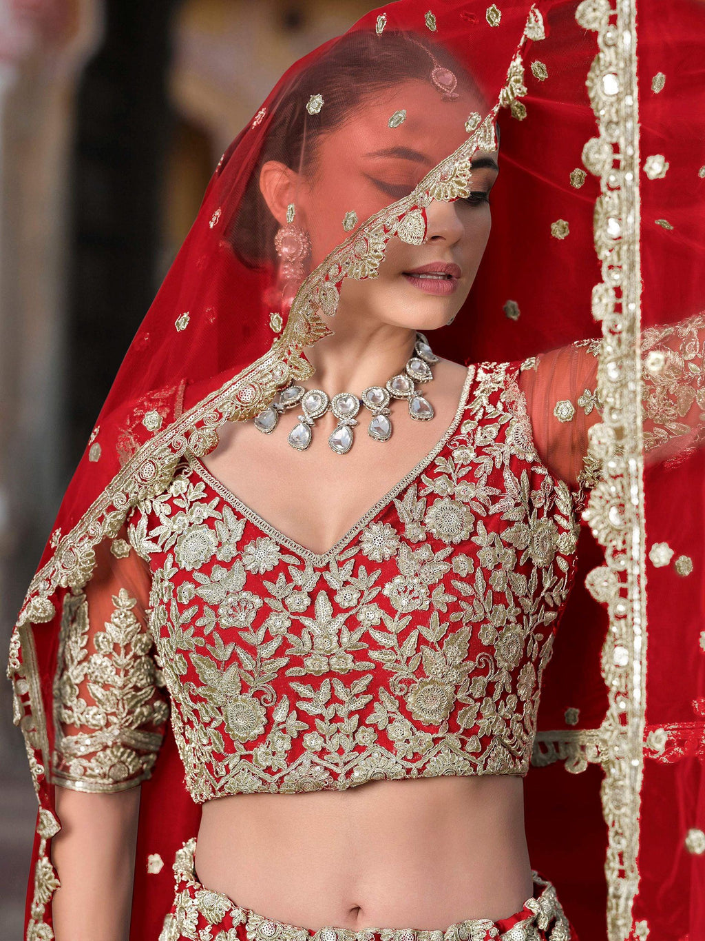 Red Alluring Sequins Net Engagement Wear Lehenga Choli With Dupatta