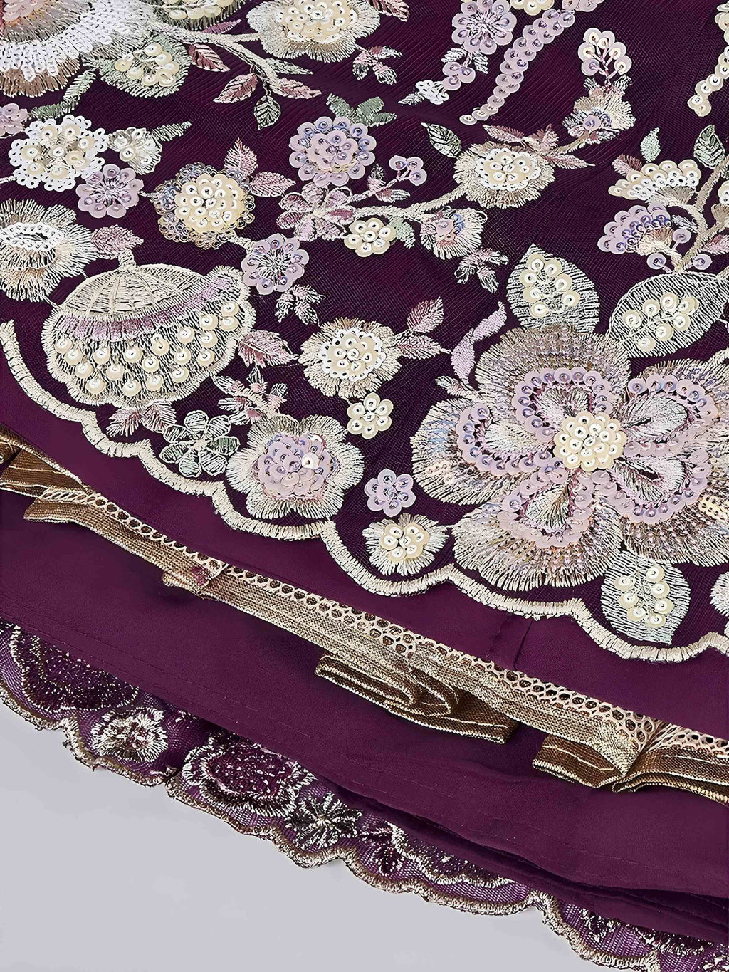 Purple Astonishing Sequins Net Party Wear Lehenga Choli With Dupatta