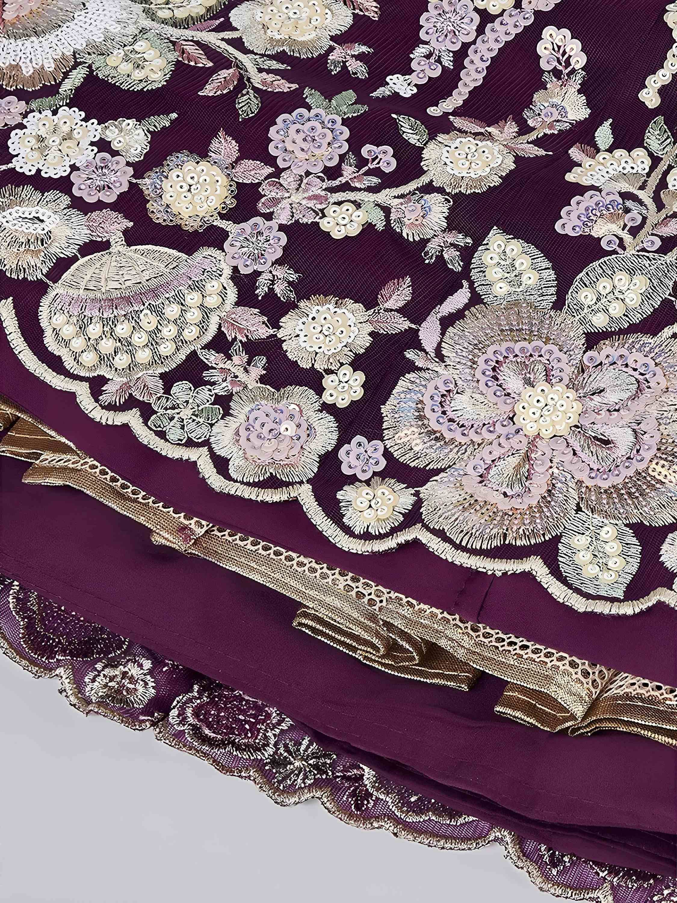 Purple Astonishing Sequins Net Party Wear Lehenga Choli With Dupatta